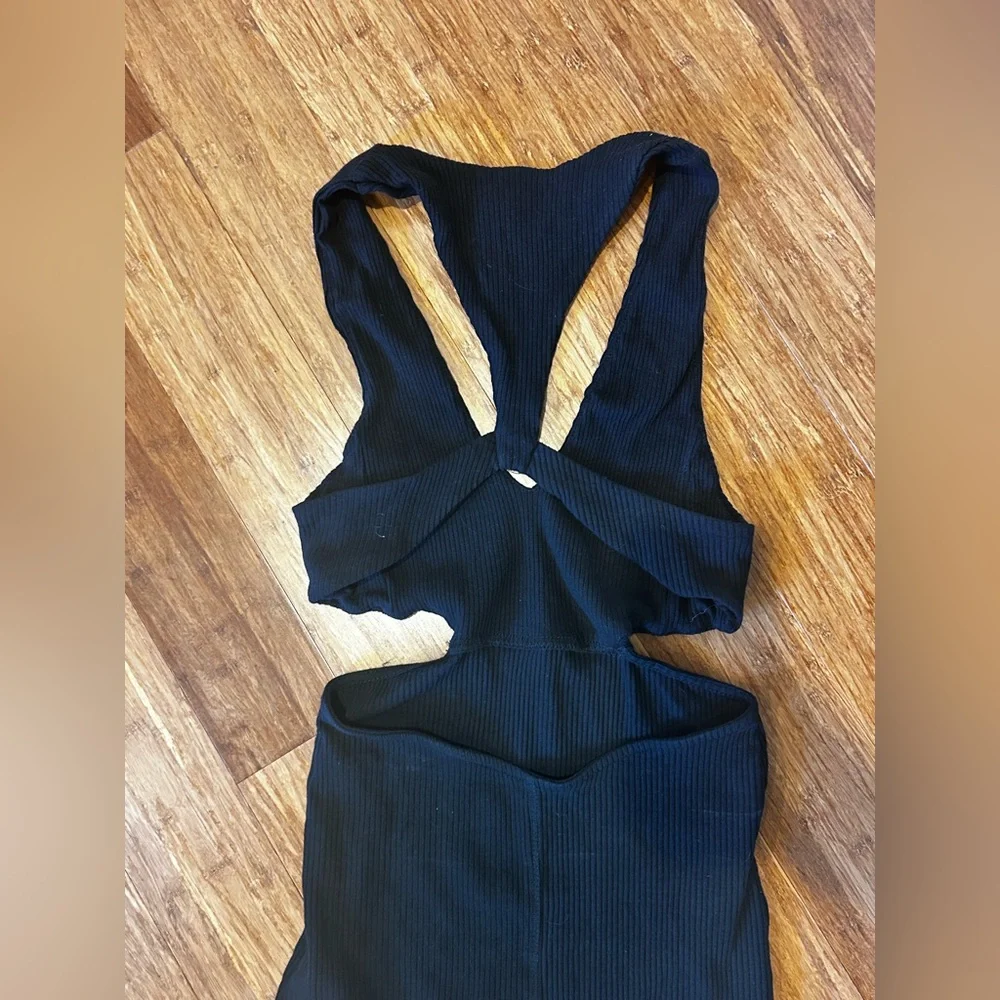 Free People Cutout Ribbed Bodycon Dress Black Medium NWT - Picture 5 of 5